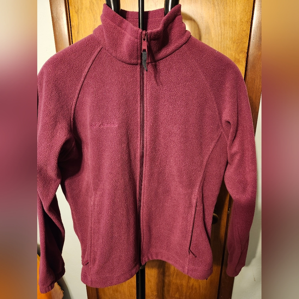 Women's Mauve COLUMBIA Zip-up Fleece with 2 Font & 2 inside Pockets Size Large